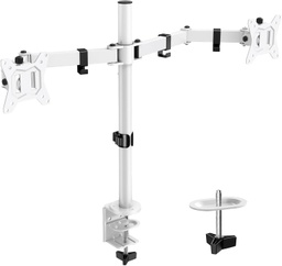 [BM-00010561] ErGear Soporte de monitor doble totalmente ajustable para 2 pantallas de hasta 32 pulgadas, soporta hasta 17.6 libras cada brazo, soporte de escritorio, color blanco